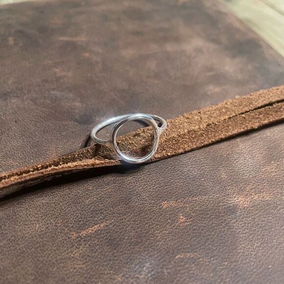 Tiny Delicate  Circle Ring Sterling Silver 925 Size 8 Minimalist Jewelery - Picture 2 of 14